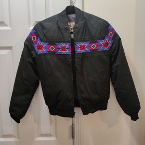 Western themed vintage puffer bomber jacket